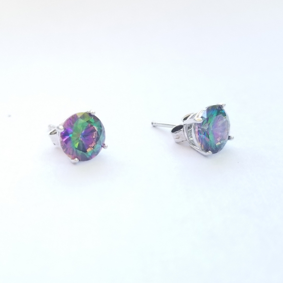 Mystic Fire Crystal Stud Pierced Earrings - Picture 5 of 7